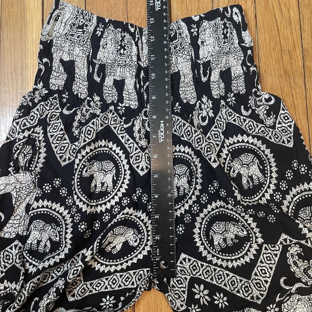 Womens Small Bohemian Harem Pants Black White Elephant Festival Yoga Hippie - Picture 6 of 7